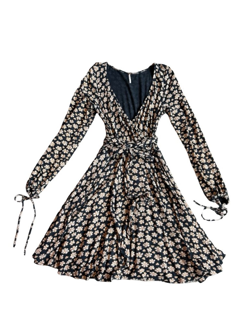 Free People Pradera Mini Dress Faux Wrap Stretchy Floral Print Comfy Size XS